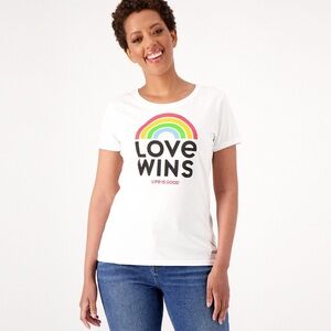 Life is Good Women's Top Size L Crusher Lite Pride Tee White